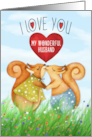 For Husband on Valentine’s Day Squirrels in Love card