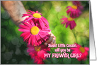 Young Cousin Flower Girl Request Pink and Yellow Daisies card