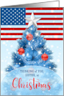 for Sister Serving in the Military Christmas Stars and Stripes card