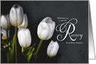 Knee Surgery Get Well White Tulips on Charcoal Gray card