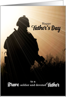 Military Themed Father’s Day Military Soldier Sunset Silhouette card