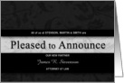 New Partner Announcement Custom Black Damask card
