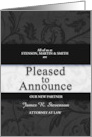 New Partner Announcement Custom Black Damask card