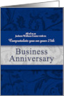 25th Business Anniversary Congratulations Blue and Silver card