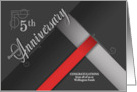 5th Business Anniversary Shades of Gray with Red Custom card