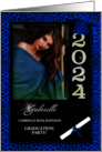 Blue Cheetah Print Class of 2024 Graduation Party Custom Photo card