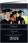 Class of 2024 Graduation Party Blue Pinstripes Custom Photo card