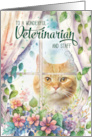 Veterinarian Thank You Cat in a Window with Spring Botanicals card