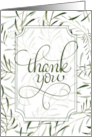 Volunteer Thank You Sage Green Botanical on White card