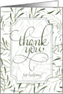 Thank You for Helping Sage Green Botanical on White card