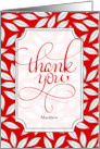 Employee Business Thank You Modern Red and White Botanical card