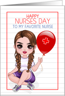 Nurses Day Little Girl with Red a Balloon card