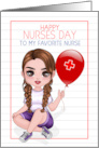 Nurses Day Little Girl with Red a Balloon card