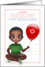 Nurses Day Young African American Boy with Balloon card