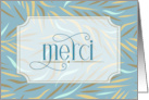 Merci French Thank You Sky Blue Botanical card