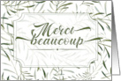 French Merci Beaucoup Thank You Sage Green Botanical Blank card