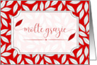 Molte Grazie Italian Many Thanks Red and White Botanical Blank card