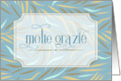 Italian Molte Grazie Thank You Sky Blue Botanical card