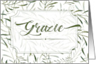 Grazie Italian Thank You Botanical Sage Green on White Blank card