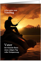 German Father’s Day Fisherman Fishing Sunrise Lake card