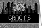 Gracias Spanish Business Thank You Black and White Cityscape Blank card