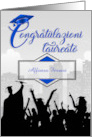 Italian Graduation Congratulations in Blue and Black with Name card