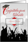 Italian Graduation Congratulations in Red and Black with Name card