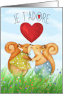 French I Love You Romantic Squirrels Blank card