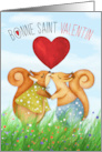 French Valentine’s Day Romantic Squirrels with Red Heart card