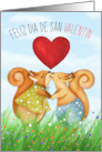 Spanish Valentine’s Day Romantic Squirrels with Red Heart card