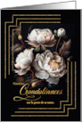 French Loss of a Aunt Condolances Magnolia Blooms on Black card