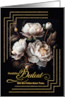 German Loss of an Aunt Sympathy Magnolia Blooms on Black card
