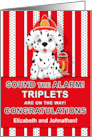 Triplet Congratulations Dalmatian Puppy Firehouse Theme card