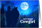 Cowgirl Birthday Moonlit Mountains Twilight Ride card