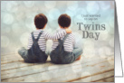 for Twin Sons on Twins Day Young Boys on a Dock Nautical card