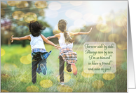 Twin Sister’s Birthday Forever Side by Side Young Girls Running card