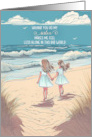 Support for Twin Sister Girls on the Beach Tinted Photograph card