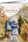 Aunt and Uncle Wedding Anniversary Autumn Forest Watercolor card