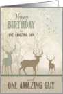 for Son Birthday Deer in the Woodland Forest card