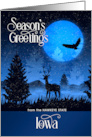 Iowa The Hawkeye State Woodland Deer Blue Starry Night card