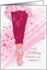Sweet 16 Birthday Ballerina in Pink with Custom Name card