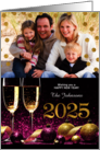 Happy New Year 2024 Purple and Gold Champagne Custom Photo card