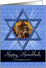 Hanukkah Star of David in Blue with Photo and Custom Name card