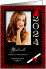 Red Cheetah Print Class of 2024 Graduation Party Photo Invitation card