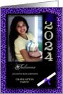 Purple Cheetah Print Class of 2024 Graduation Party Custom Photo card