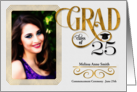 Graduation Ceremony Invitation Class of 2025 Faux Gold Leaf Photo card