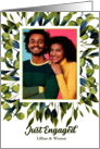 Engagement Announcement with Photo in Green Botanical card