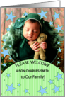 Adoption Announcement for Baby Boy in Blue and Green card