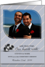 Commitment Ceremony Invitation Silver Stripes Custom Photo card