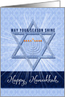 Hanukkah Star of David with Menorah in Blue Hues card